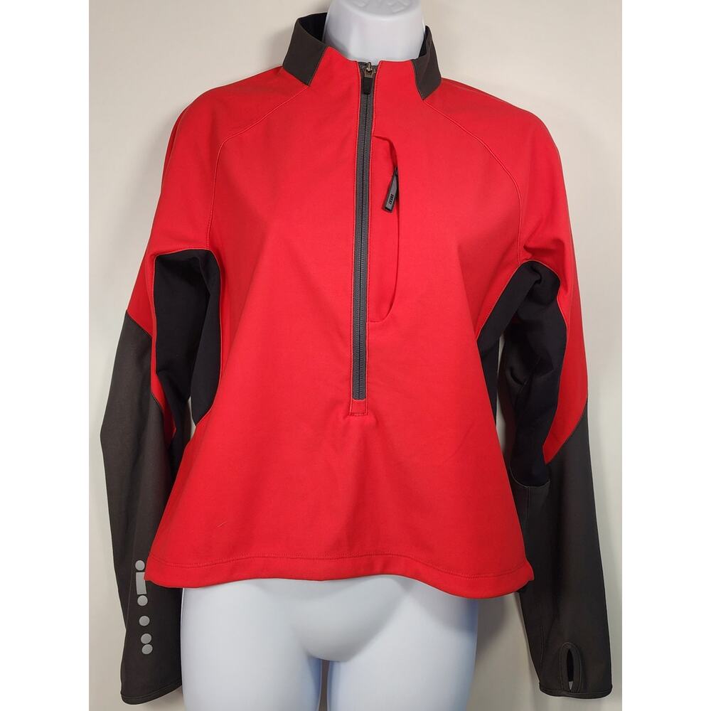 REI Women’s S Red Black 1/2 Zip Softshell Pullover Jacket Thumbholes